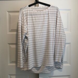 Lululemon White Striped Long Sleeve Shirt